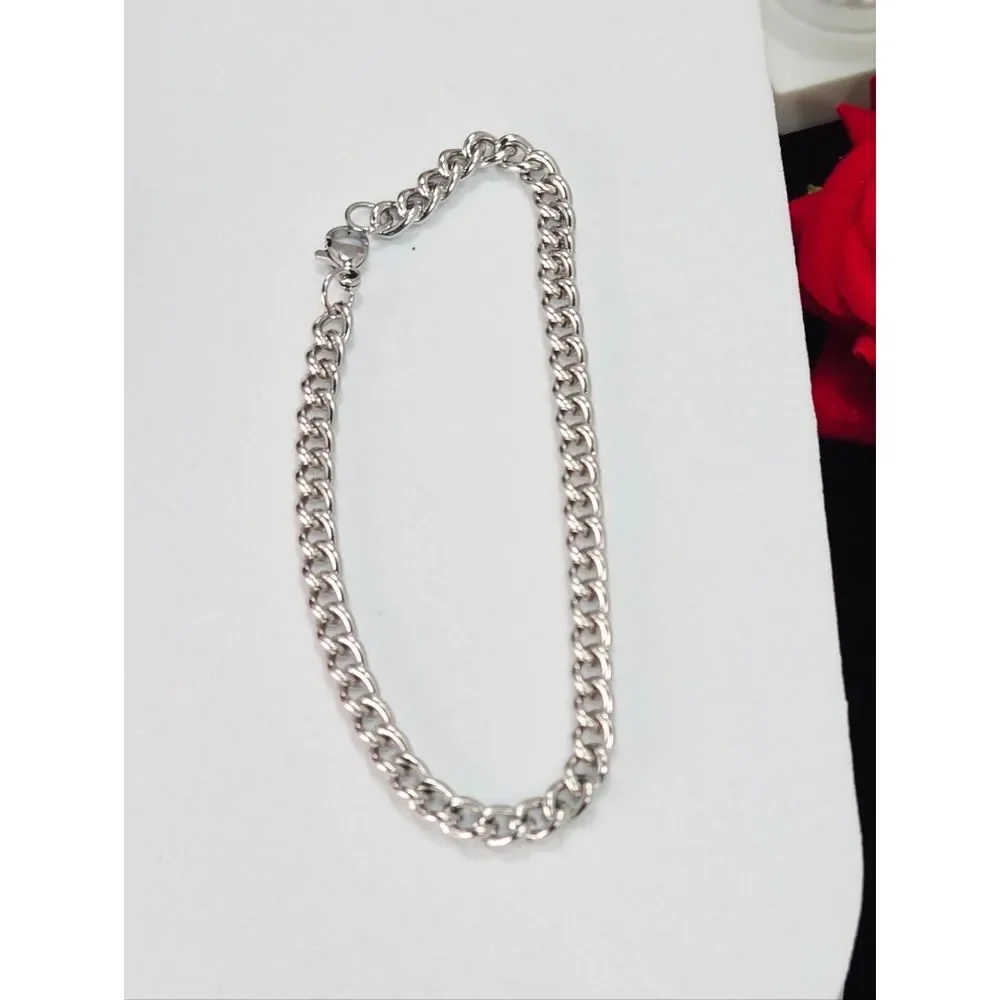 Men’s Curb Chain 5mm Link Bracelet Titanium Steel 8